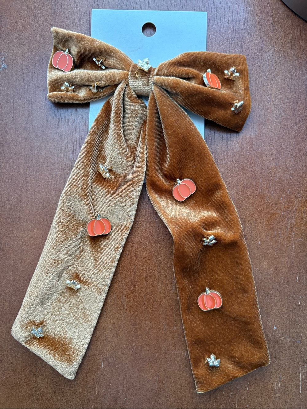 Fall Harvest Thanksgiving Pumpkin Hair Bow Alligator Clip Brown Adult Kids